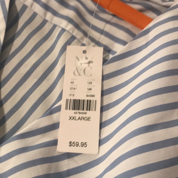 New York & Company Top- White / Blue Stripes, Tie in back,long sleeves,  New 2X - Picture 2 of 2